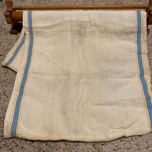 Antique Classic Cream and Blue Kitchen Towel and Holder